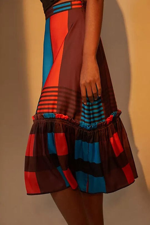 Flounced Midi Skirt